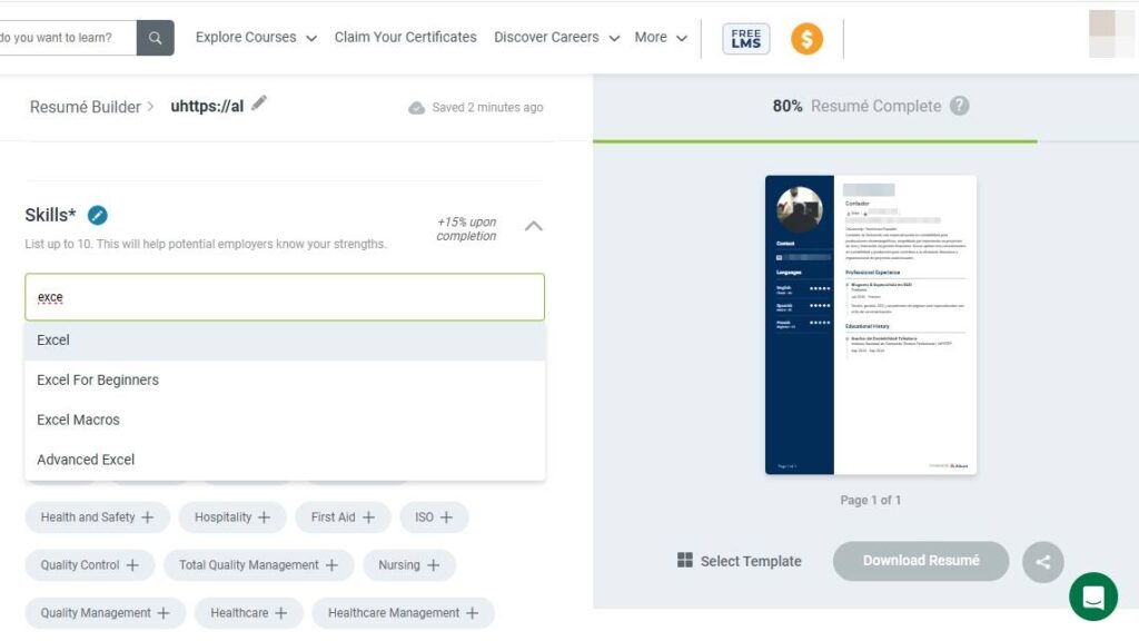 crear curriculum profesional online gratis alison